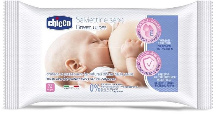 Chicco čisticí ubrousky na prsa, 72 ks